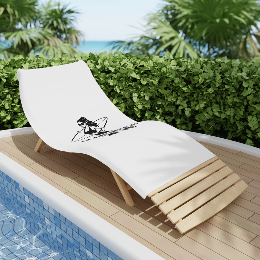 Magnetic Drive Surf Girl Beach Towel — Retro Surfer Design