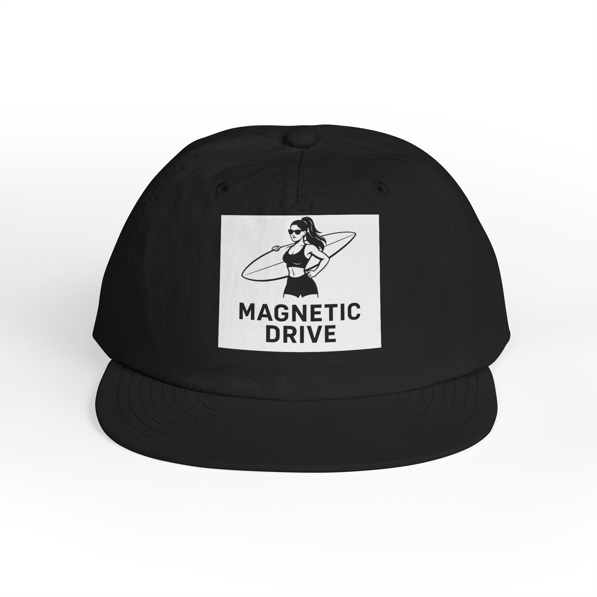 Magnetic Drive Surfer Graphic Surf Cap | Retro Woman with Surfboard
