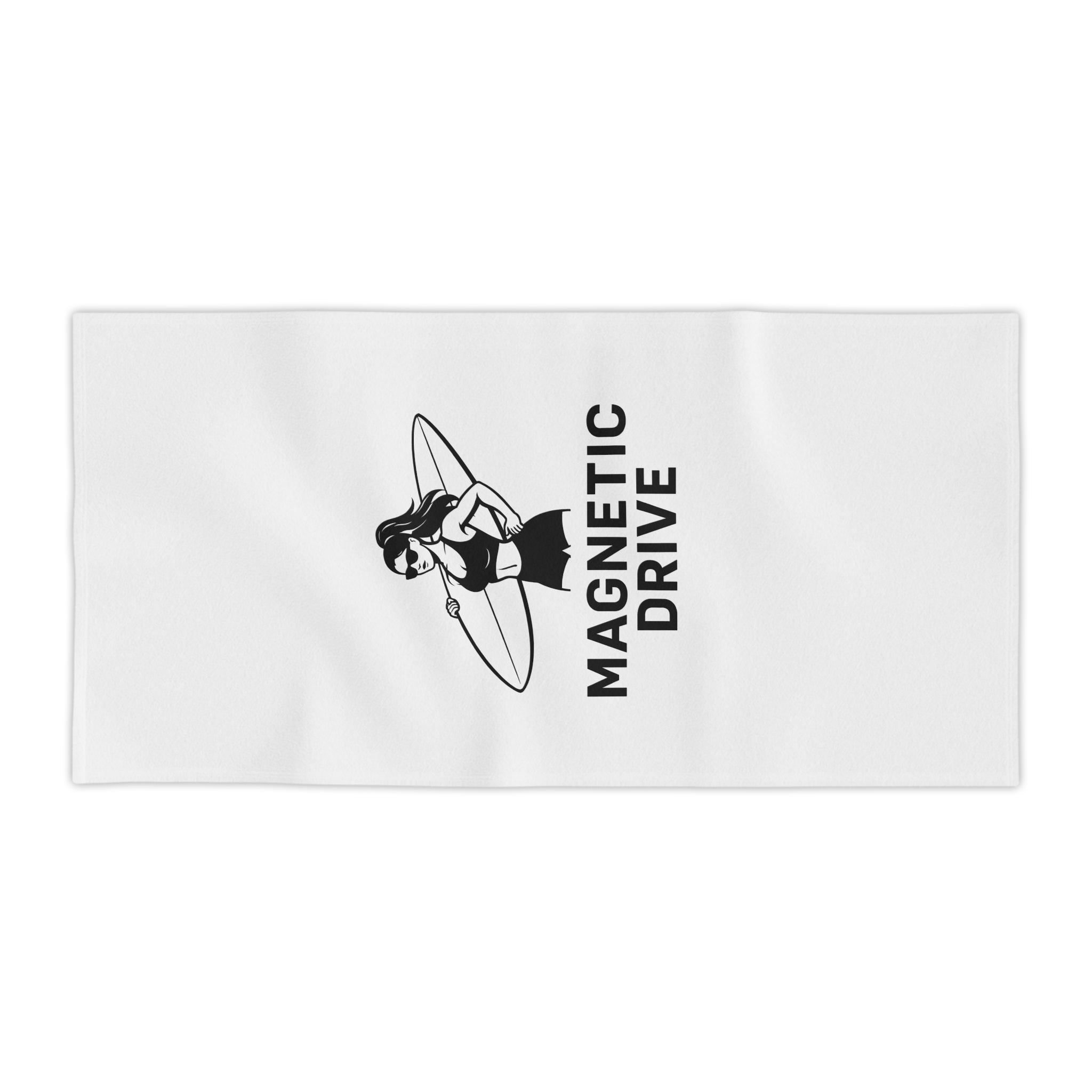 Magnetic Drive Surf Girl Beach Towel — Retro Surfer Design