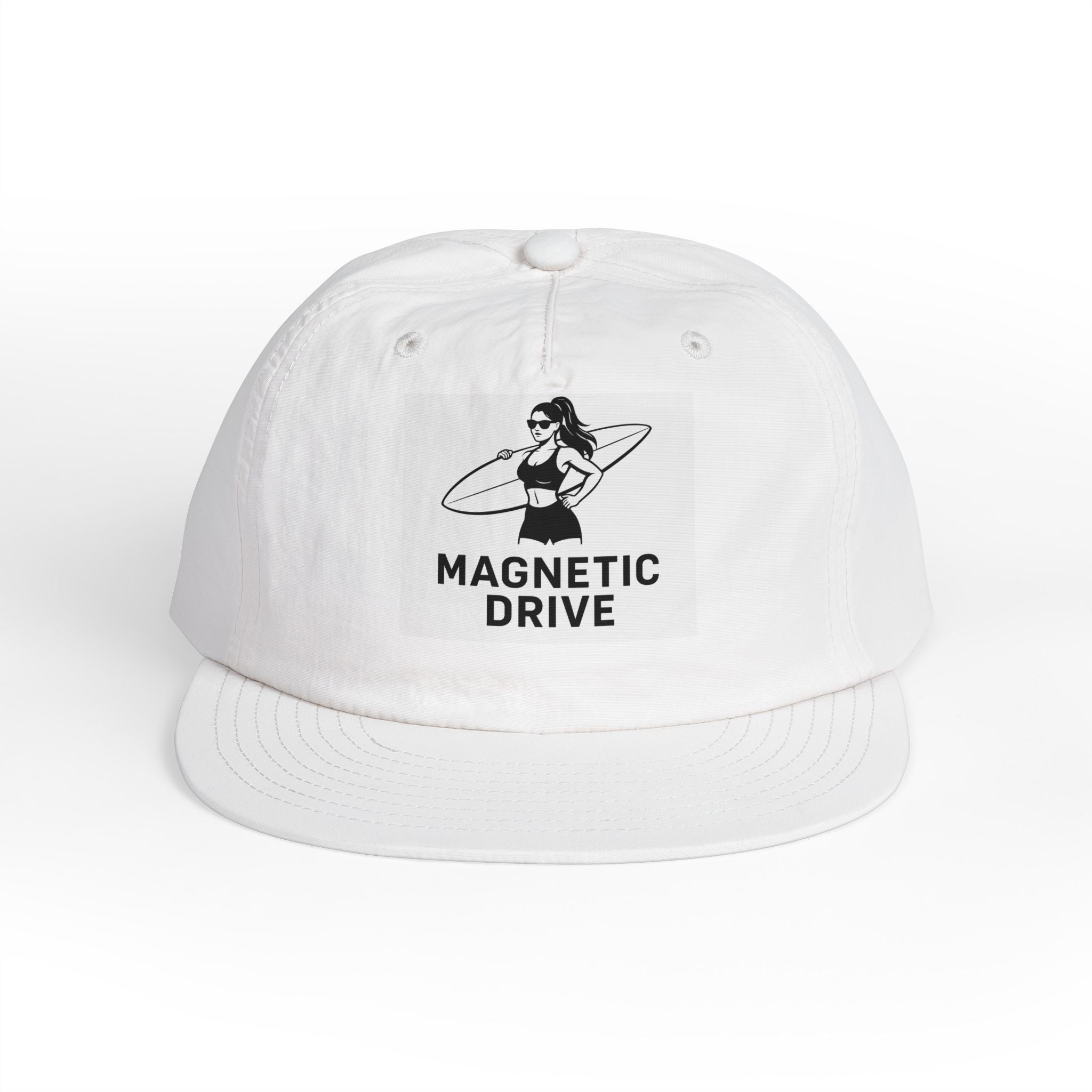Magnetic Drive Surfer Graphic Surf Cap | Retro Woman with Surfboard